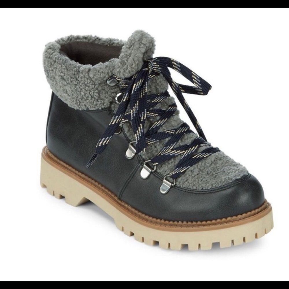 Circus By Sam Edelman Faux Fur Ankle Boots Women’s Size 8 Lace Up Black